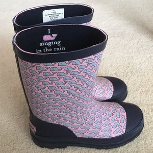 Vineyard Vines pink and blue whale rain boots